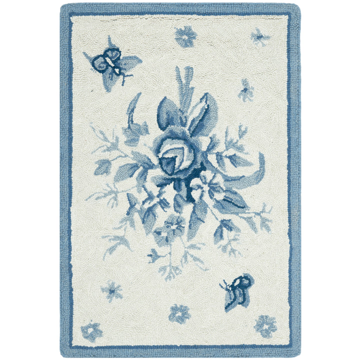 SAFAVIEH Chelsea HK250A Hand-hooked Ivory / Blue Rug Image 7