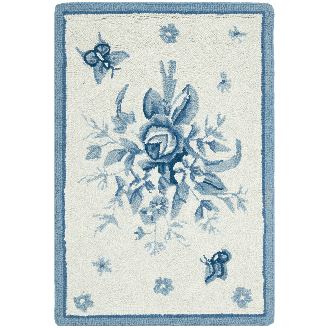 SAFAVIEH Chelsea HK250A Hand-hooked Ivory / Blue Rug Image 8