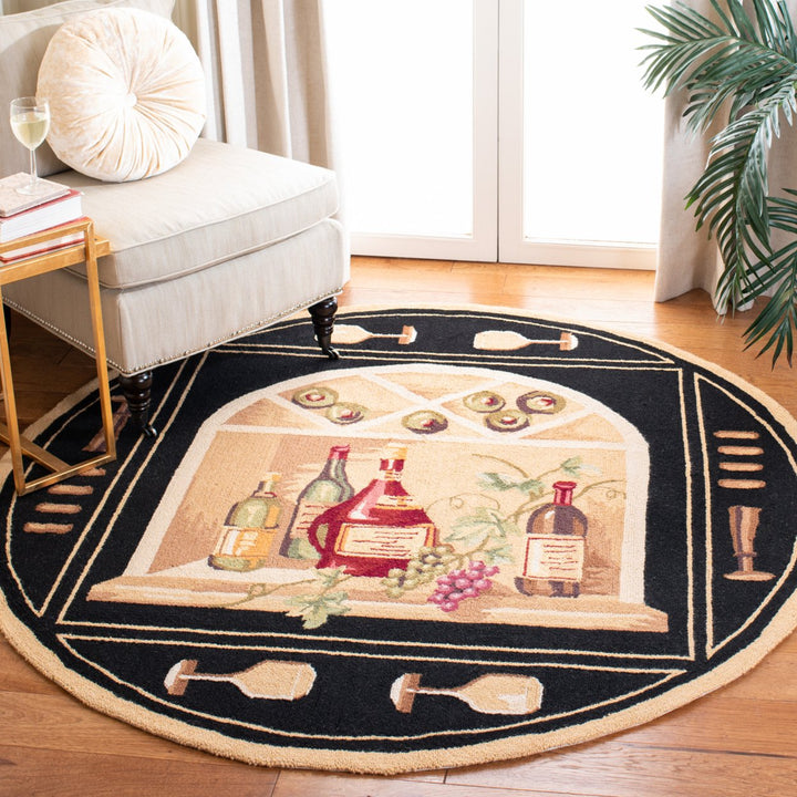 SAFAVIEH Chelsea HK254B Hand-hooked Black / Multi Rug Image 2