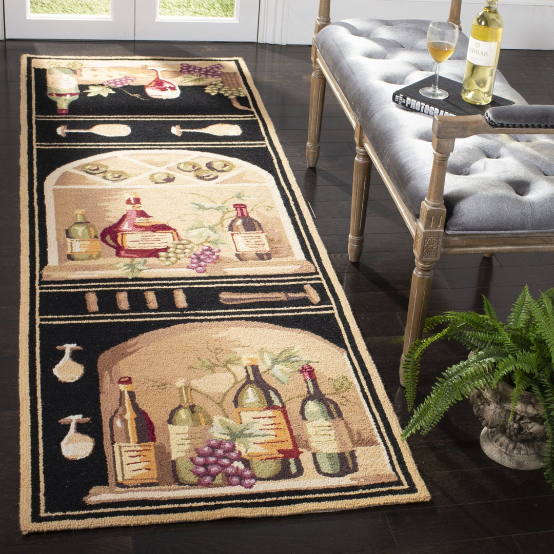 SAFAVIEH Chelsea HK254B Hand-hooked Black / Multi Rug Image 3