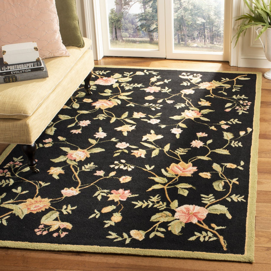 SAFAVIEH Chelsea Collection HK263B Hand-hooked Black Rug Image 1