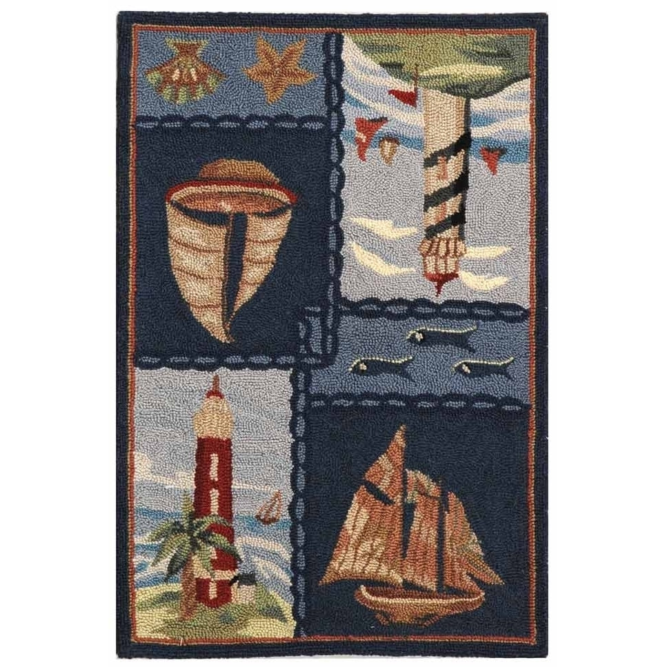 SAFAVIEH Chelsea Collection HK267A Hand-hooked Blue Rug Image 2