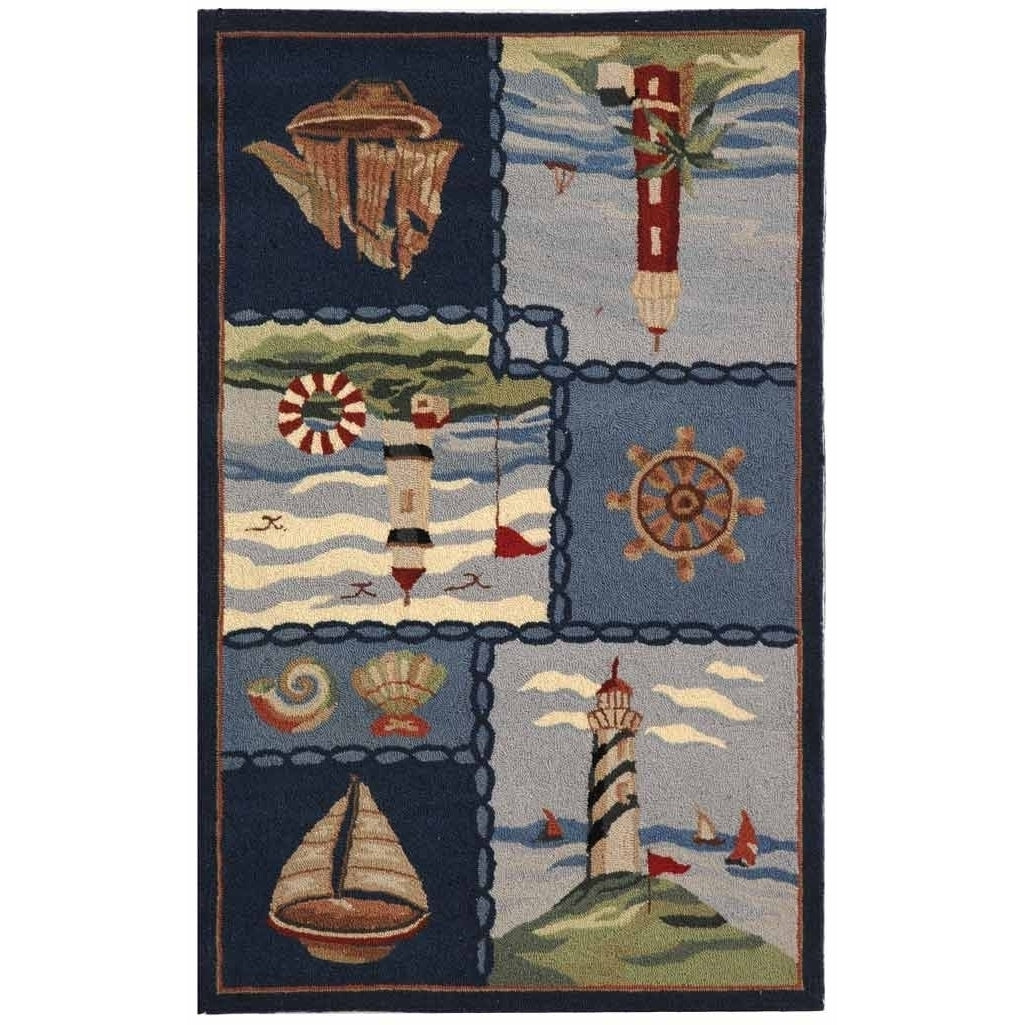 SAFAVIEH Chelsea Collection HK267A Hand-hooked Blue Rug Image 4