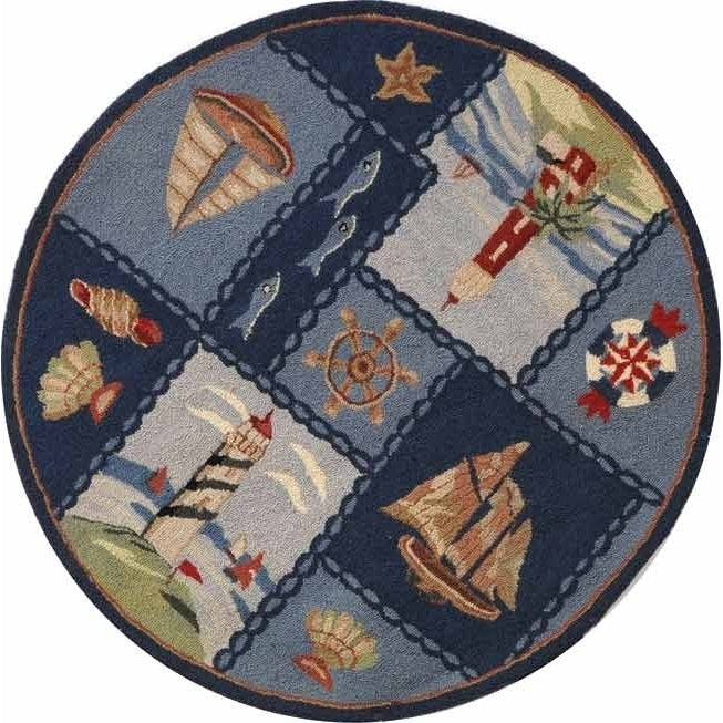 SAFAVIEH Chelsea Collection HK267A Hand-hooked Blue Rug Image 7