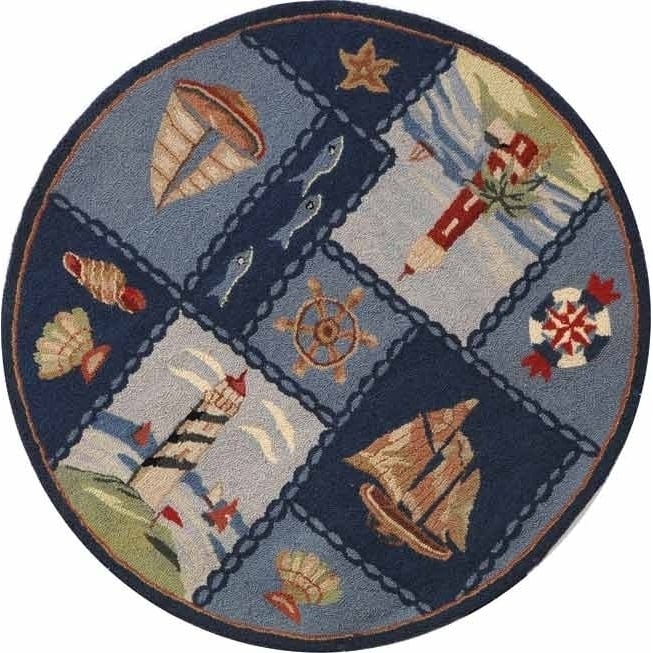 SAFAVIEH Chelsea Collection HK267A Hand-hooked Blue Rug Image 1