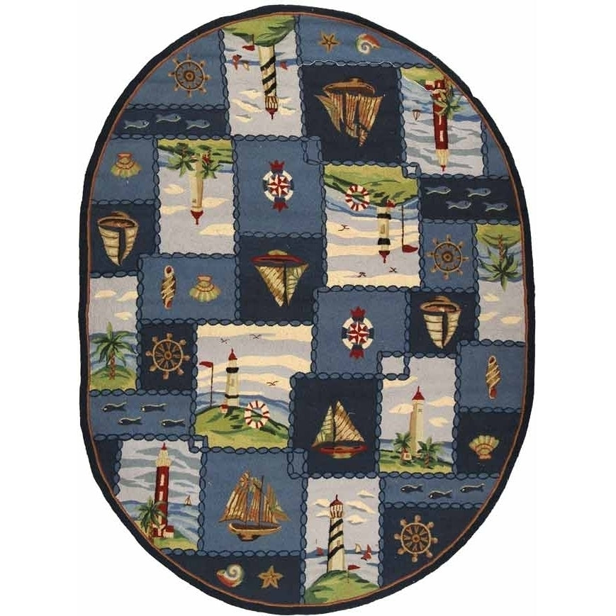 SAFAVIEH Chelsea Collection HK267A Hand-hooked Blue Rug Image 11
