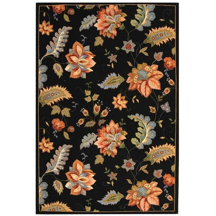 SAFAVIEH Chelsea Collection HK306B Hand-hooked Black Rug Image 1