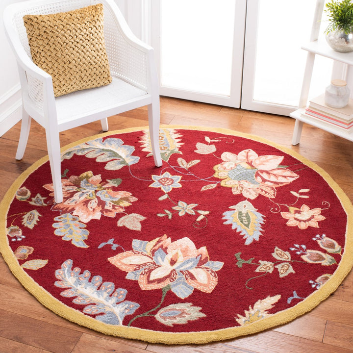 SAFAVIEH Chelsea Collection HK306C Hand-hooked Red Rug Image 9