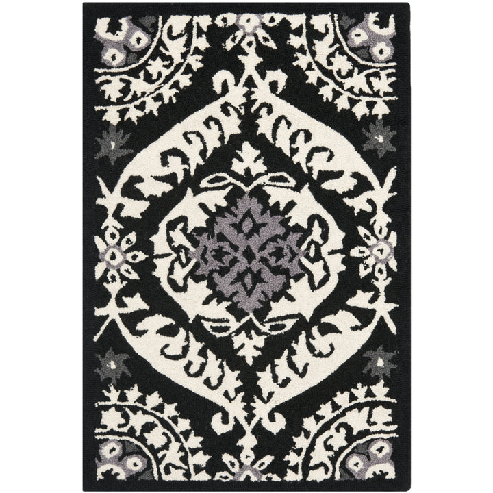 SAFAVIEH Chelsea HK356A Hand-hooked Black / Ivory Rug Image 2