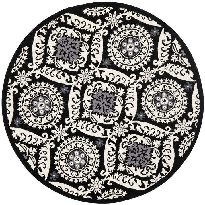 SAFAVIEH Chelsea HK356A Hand-hooked Black / Ivory Rug Image 1