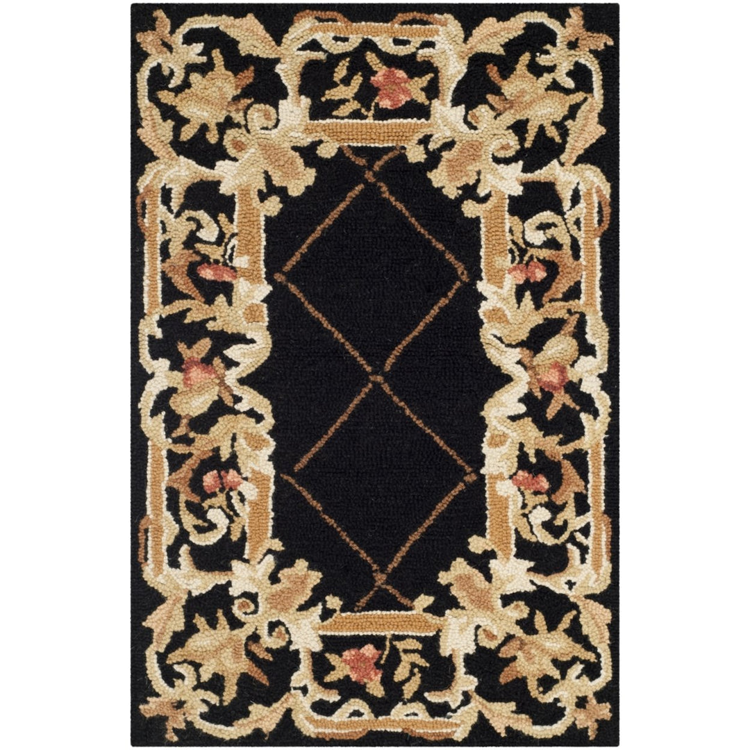 SAFAVIEH Chelsea Collection HK333B Hand-hooked Black Rug Image 1