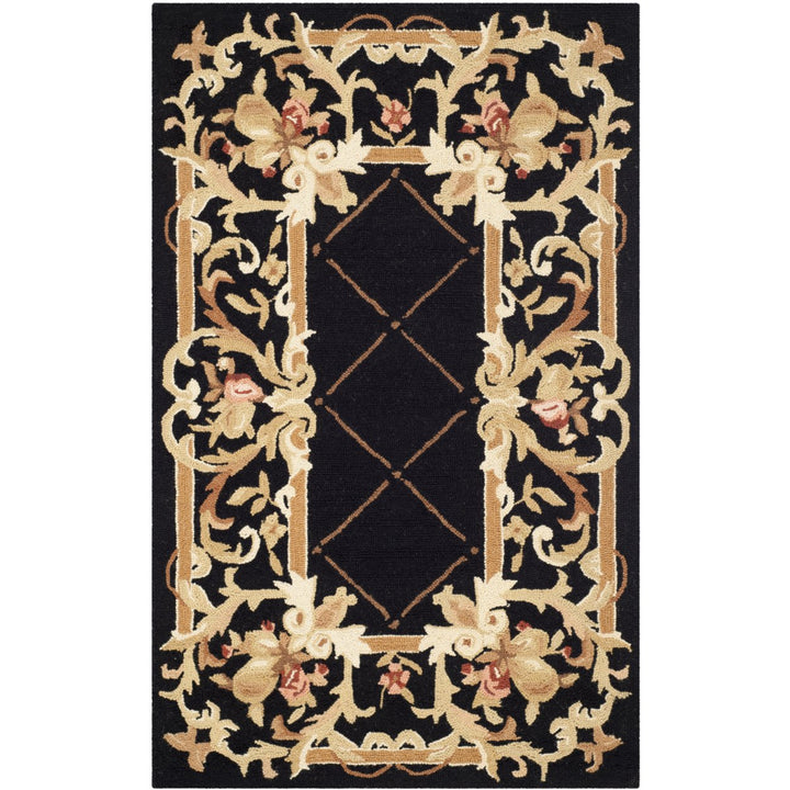 SAFAVIEH Chelsea Collection HK333B Hand-hooked Black Rug Image 1