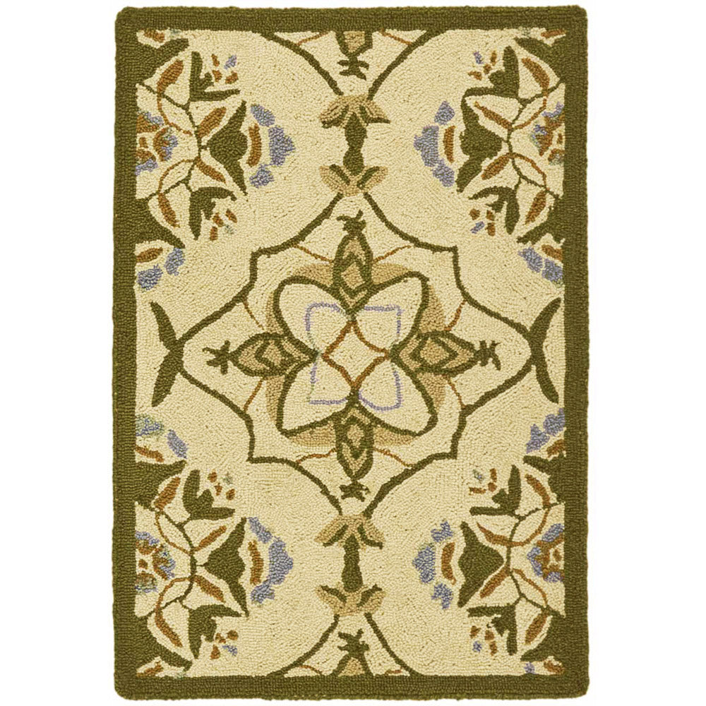 SAFAVIEH Chelsea HK376A Hand-hooked Ivory / Green Rug Image 2