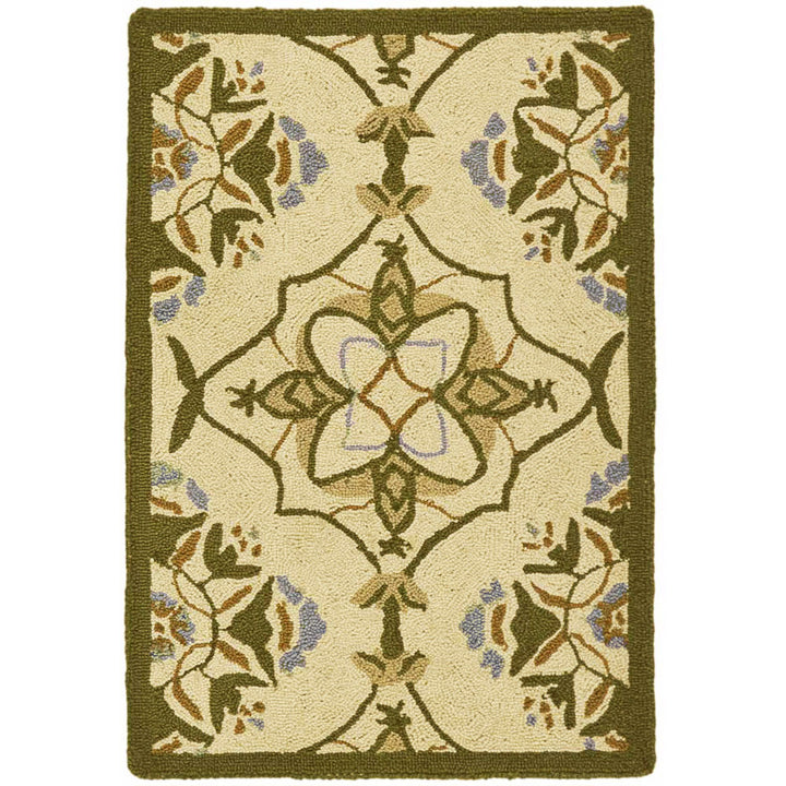 SAFAVIEH Chelsea HK376A Hand-hooked Ivory / Green Rug Image 2