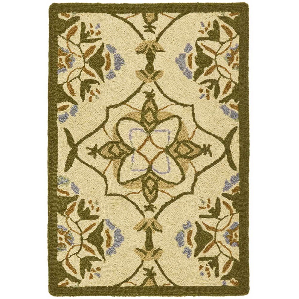 SAFAVIEH Chelsea HK376A Hand-hooked Ivory / Green Rug Image 1