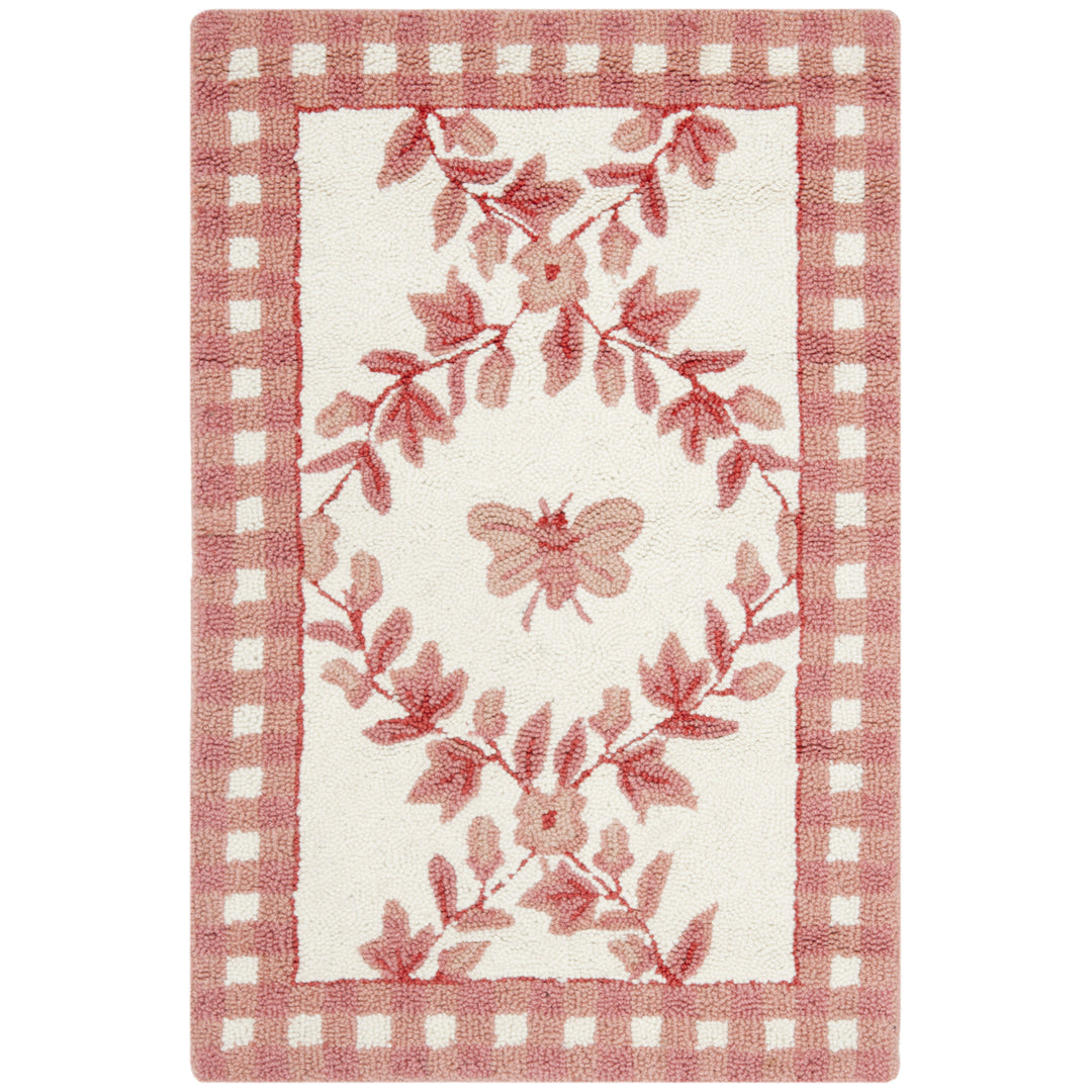 SAFAVIEH Chelsea HK55C Hand-hooked Ivory / Rose Rug Image 2