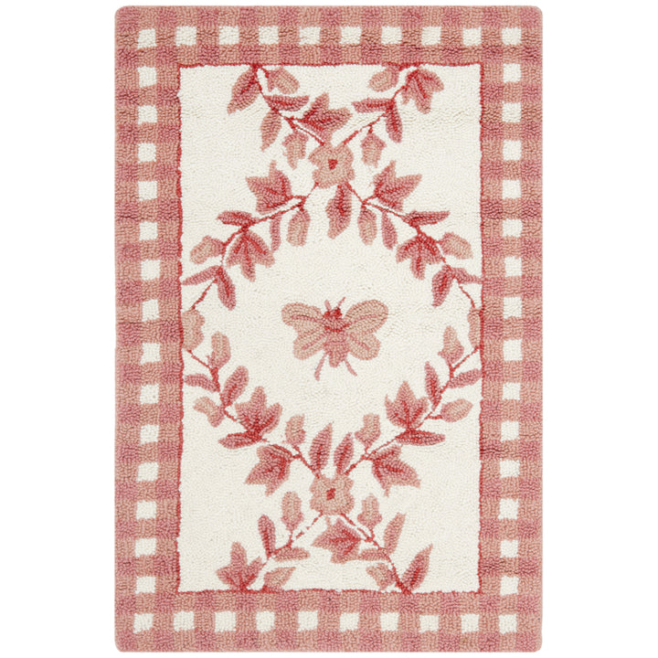 SAFAVIEH Chelsea HK55C Hand-hooked Ivory / Rose Rug Image 2