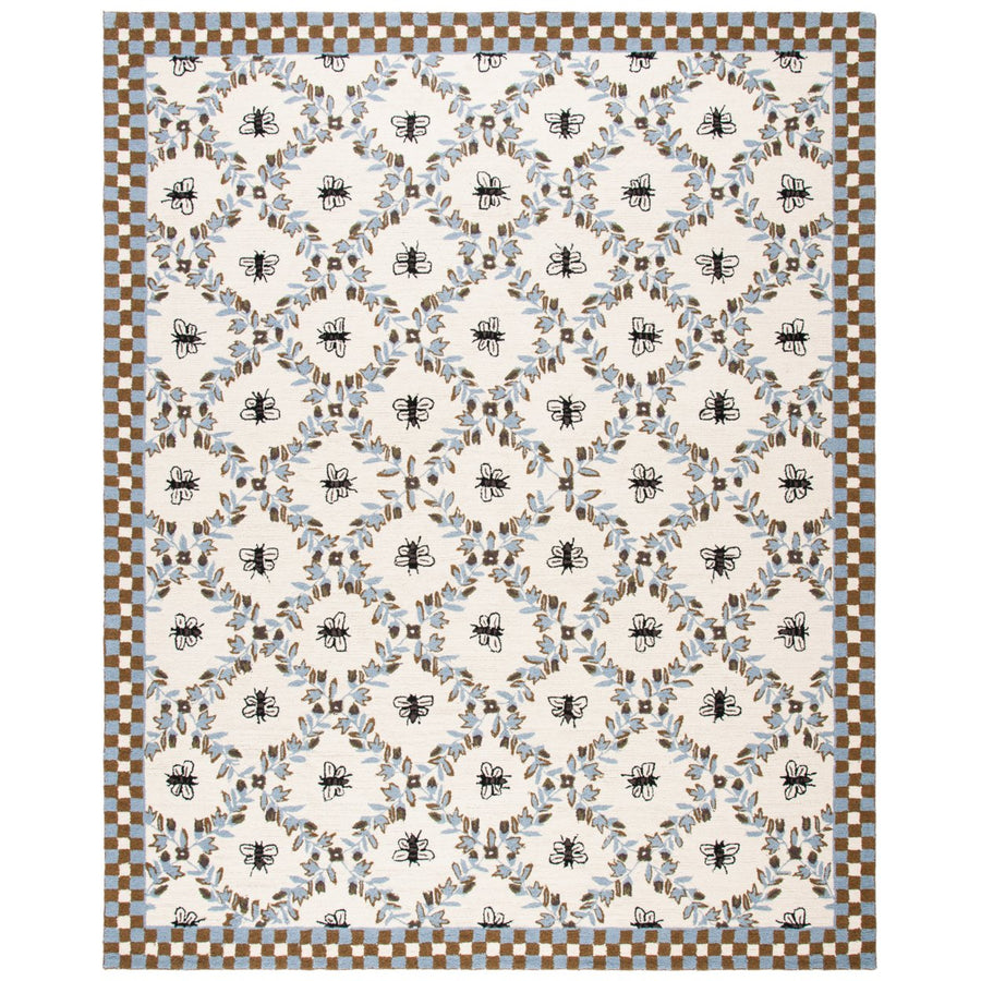 SAFAVIEH Chelsea HK55G Hand-hooked Ivory / Blue Rug Image 1