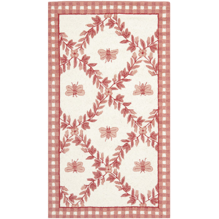 SAFAVIEH Chelsea HK55C Hand-hooked Ivory / Rose Rug Image 4