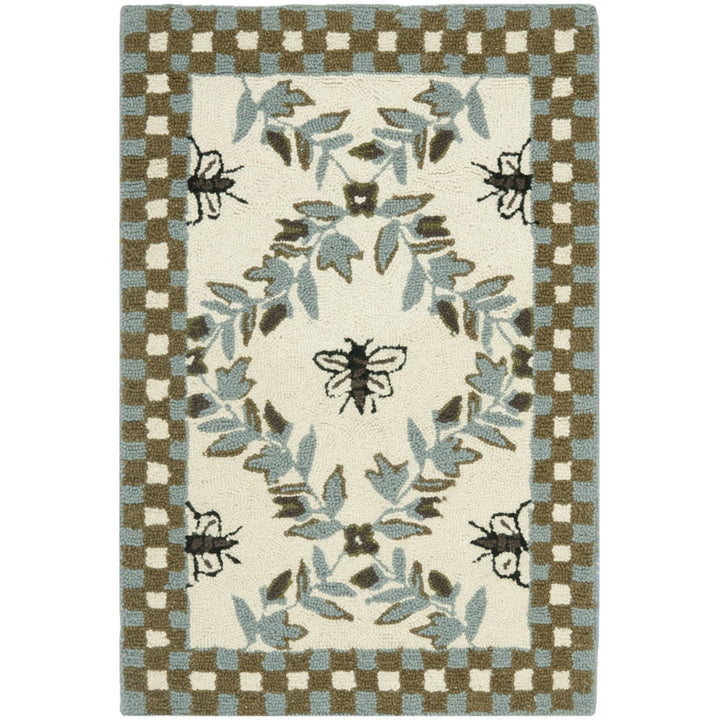 SAFAVIEH Chelsea HK55G Hand-hooked Ivory / Blue Rug Image 2