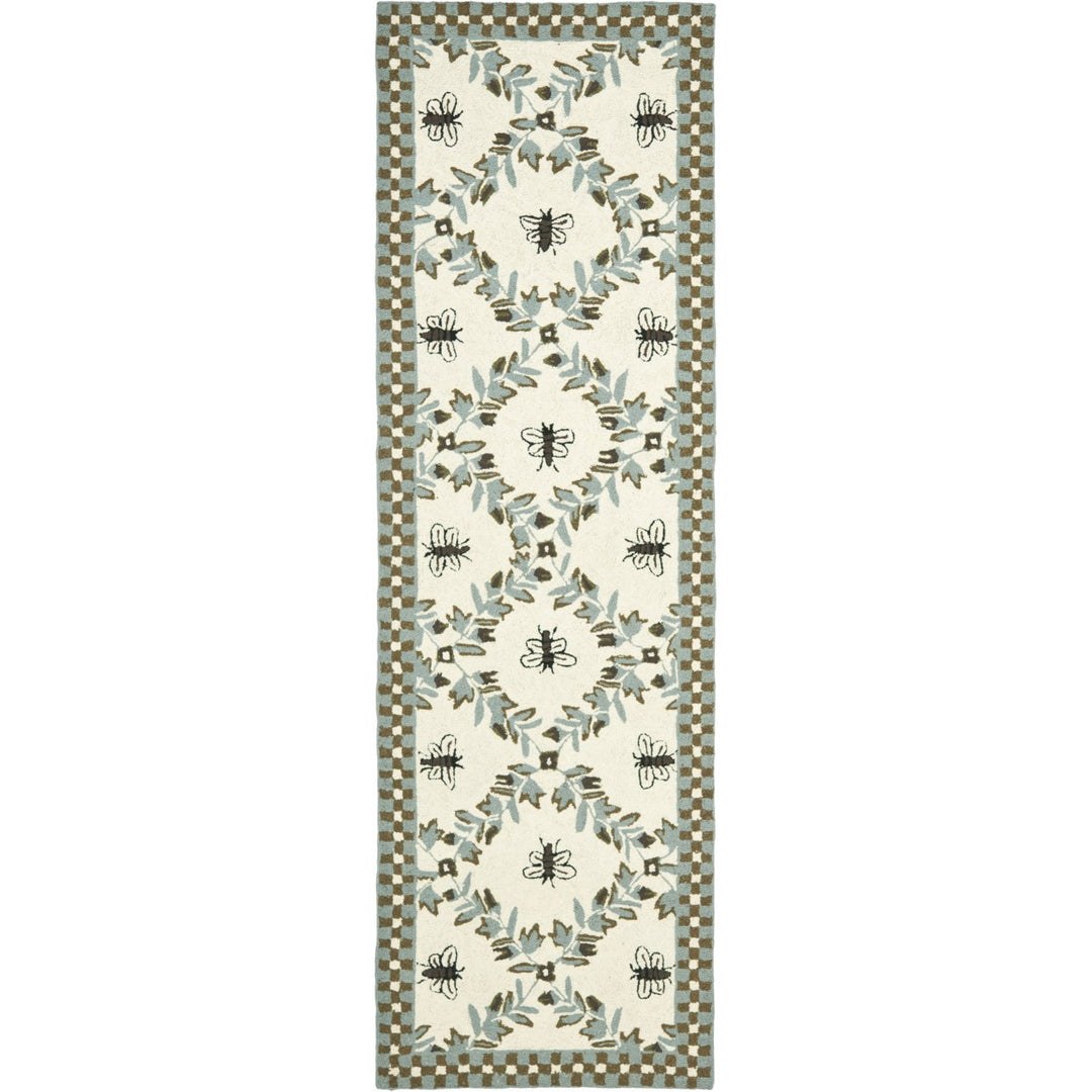 SAFAVIEH Chelsea HK55G Hand-hooked Ivory / Blue Rug Image 3