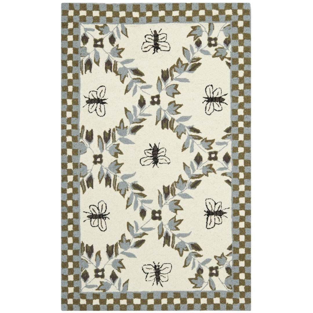 SAFAVIEH Chelsea HK55G Hand-hooked Ivory / Blue Rug Image 4