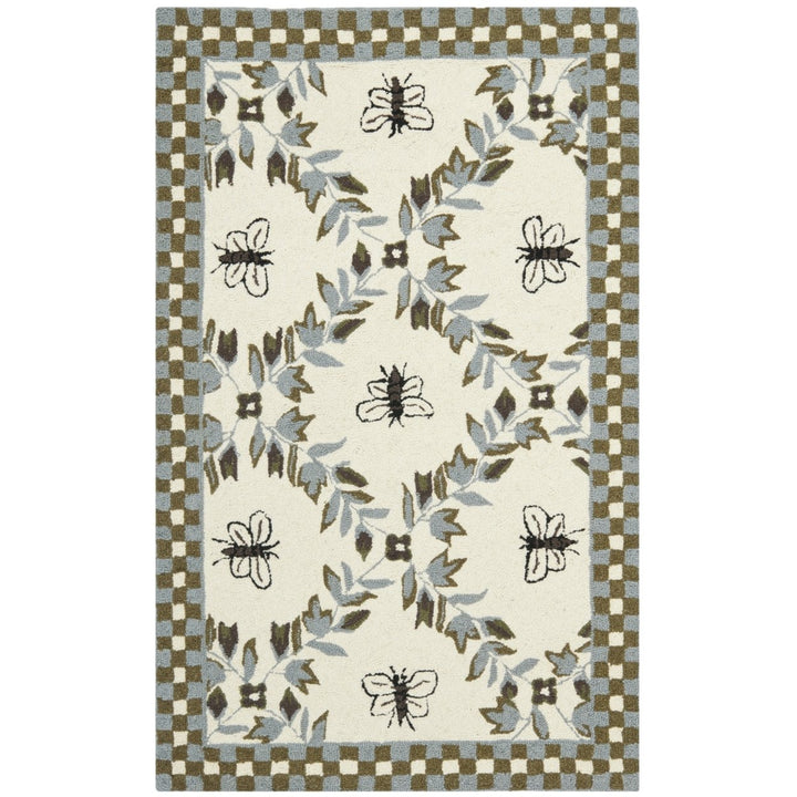 SAFAVIEH Chelsea HK55G Hand-hooked Ivory / Blue Rug Image 4