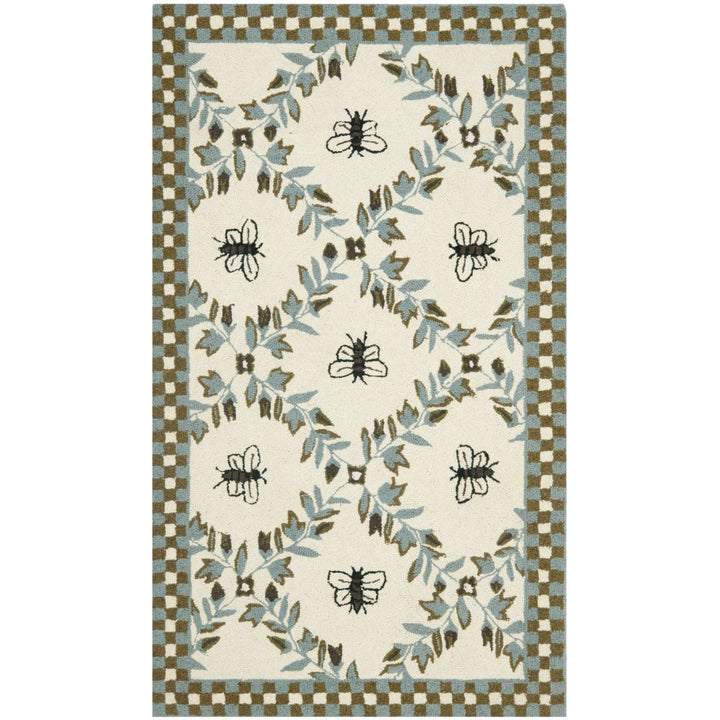 SAFAVIEH Chelsea HK55G Hand-hooked Ivory / Blue Rug Image 5