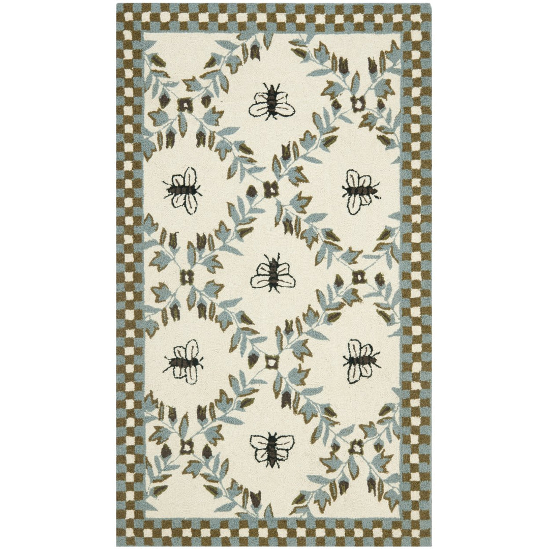 SAFAVIEH Chelsea HK55G Hand-hooked Ivory / Blue Rug Image 1