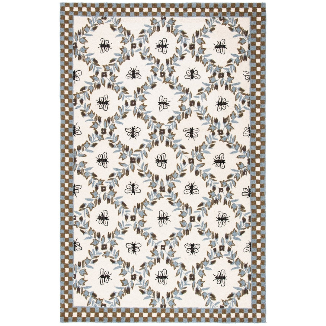 SAFAVIEH Chelsea HK55G Hand-hooked Ivory / Blue Rug Image 6