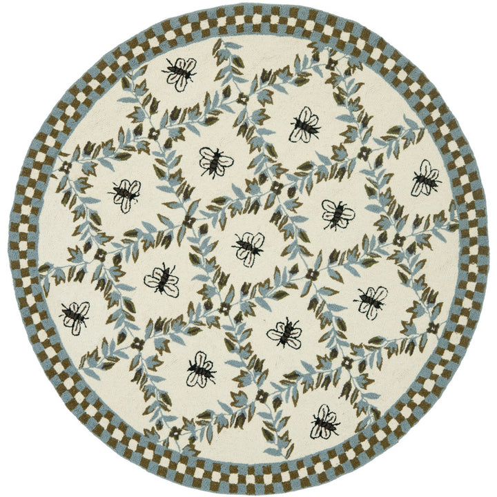 SAFAVIEH Chelsea HK55G Hand-hooked Ivory / Blue Rug Image 7