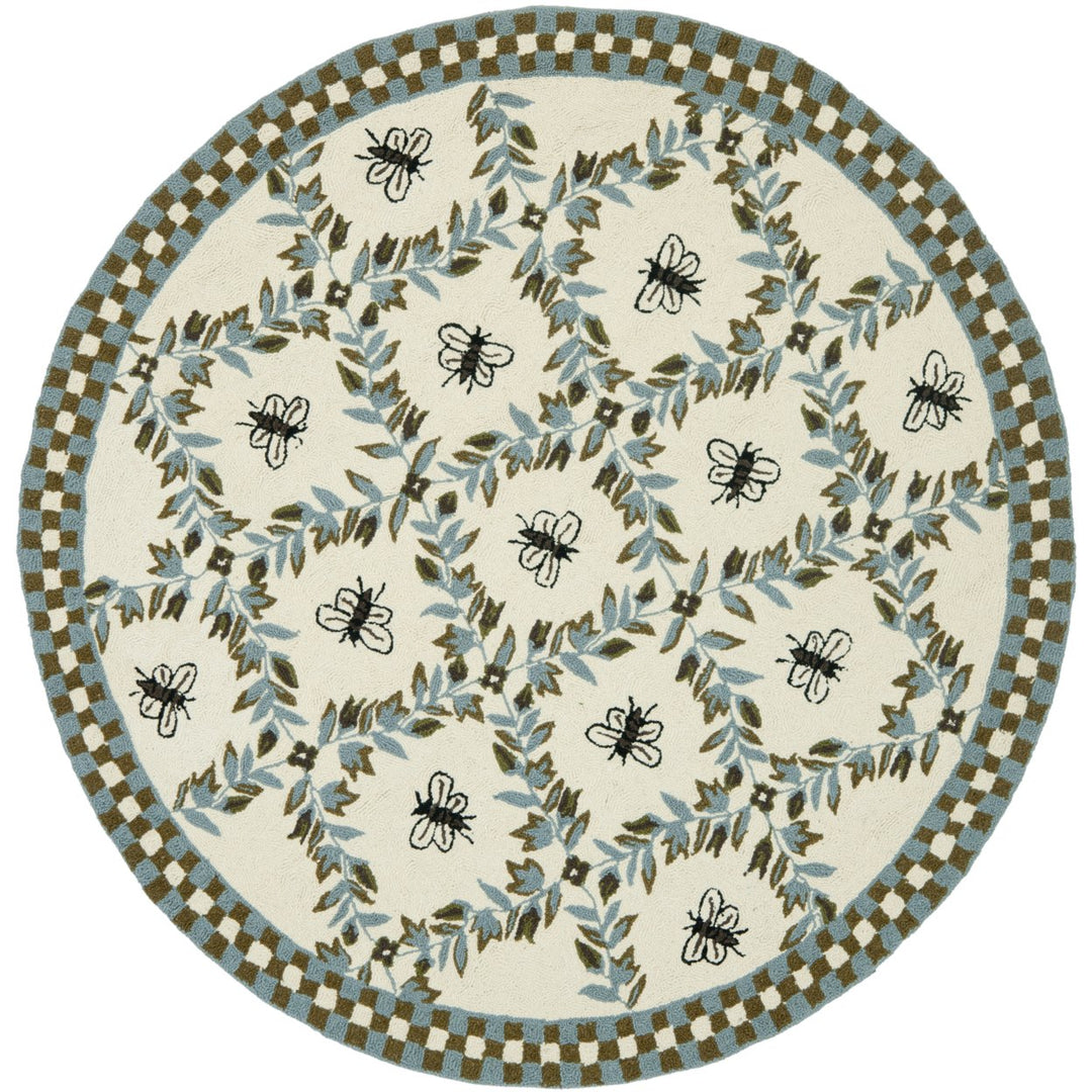 SAFAVIEH Chelsea HK55G Hand-hooked Ivory / Blue Rug Image 1