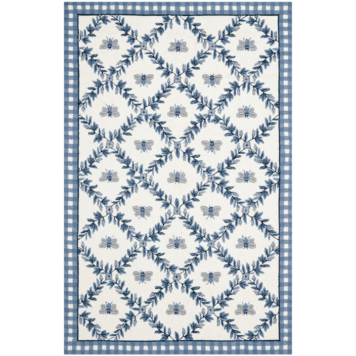 SAFAVIEH Chelsea HK55D Hand-hooked Ivory / Blue Rug Image 6