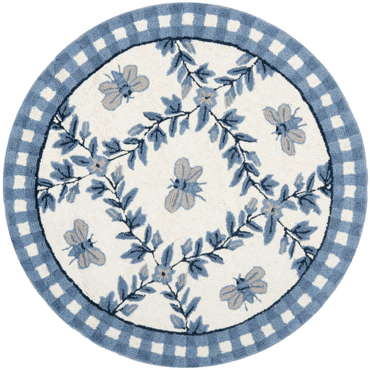 SAFAVIEH Chelsea HK55D Hand-hooked Ivory / Blue Rug Image 5