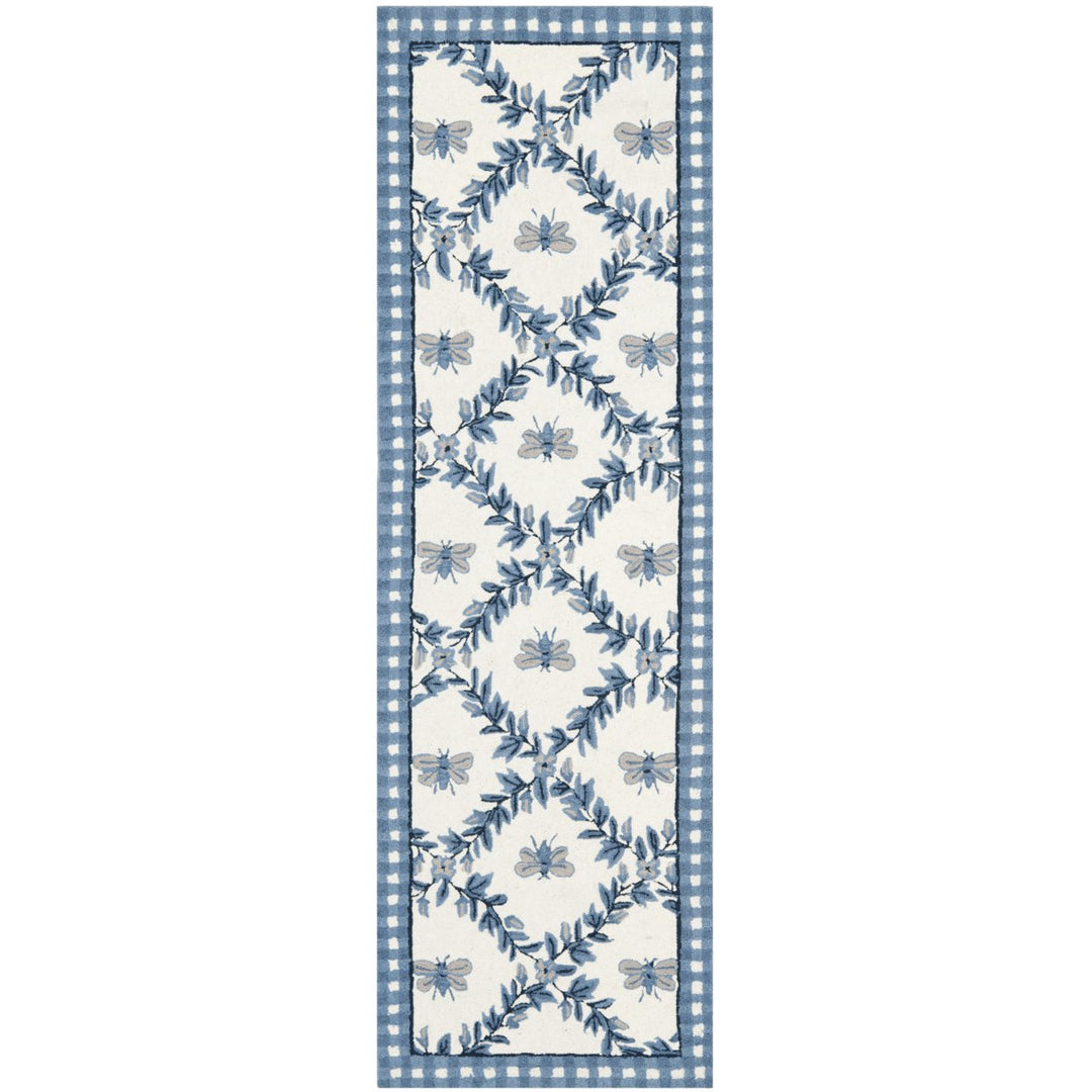 SAFAVIEH Chelsea HK55D Hand-hooked Ivory / Blue Rug Image 3