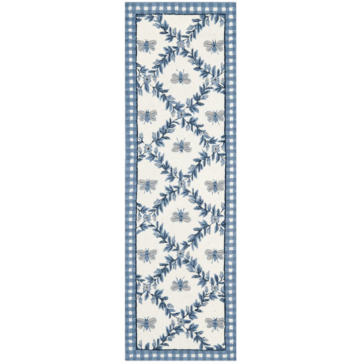 SAFAVIEH Chelsea HK55D Hand-hooked Ivory / Blue Rug Image 3