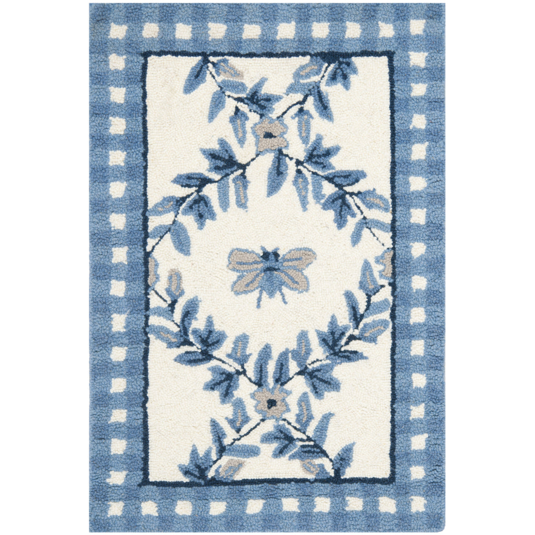 SAFAVIEH Chelsea HK55D Hand-hooked Ivory / Blue Rug Image 2