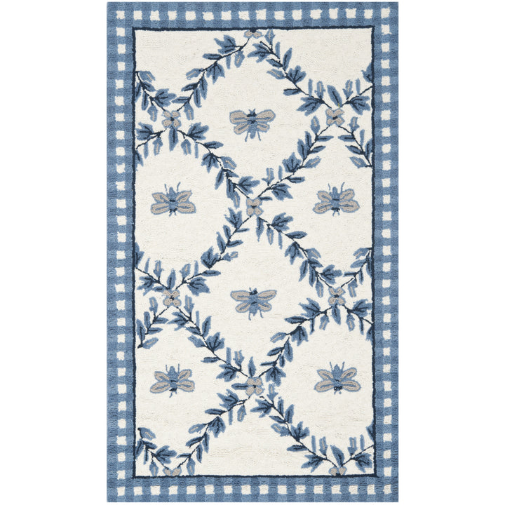 SAFAVIEH Chelsea HK55D Hand-hooked Ivory / Blue Rug Image 4