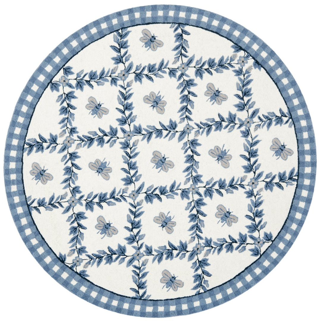 SAFAVIEH Chelsea HK55D Hand-hooked Ivory / Blue Rug Image 7