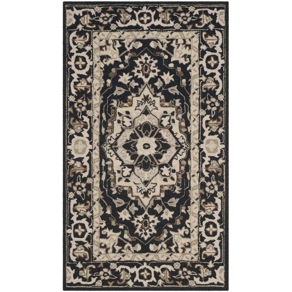 SAFAVIEH Chelsea HK709F Hand-hooked Black / Natural Rug Image 2