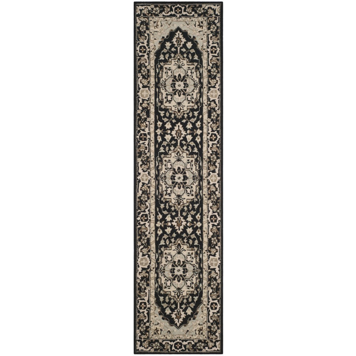 SAFAVIEH Chelsea HK709F Hand-hooked Black / Natural Rug Image 1