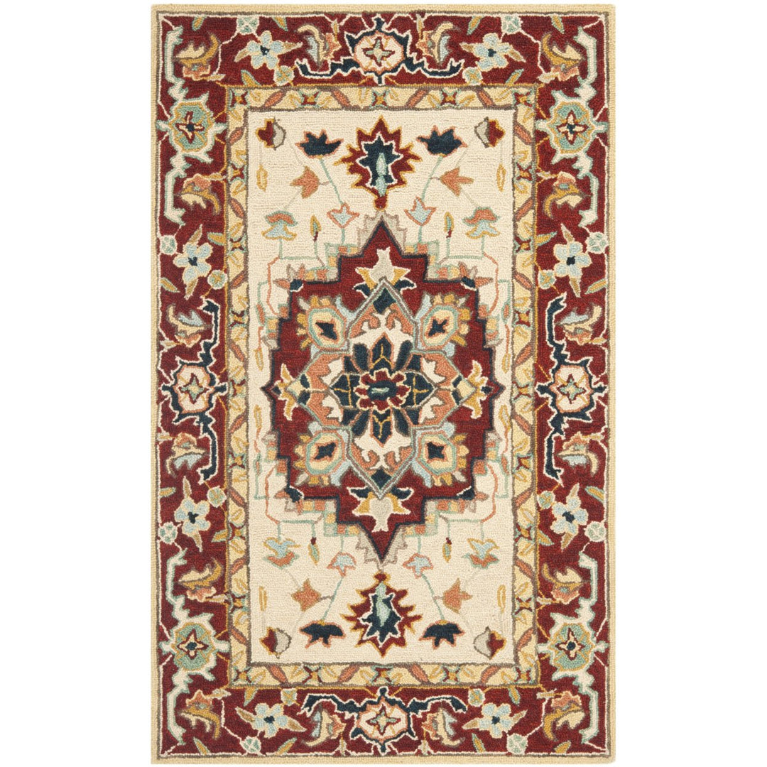 SAFAVIEH Chelsea HK709A Hand-hooked Red / Ivory Rug Image 1