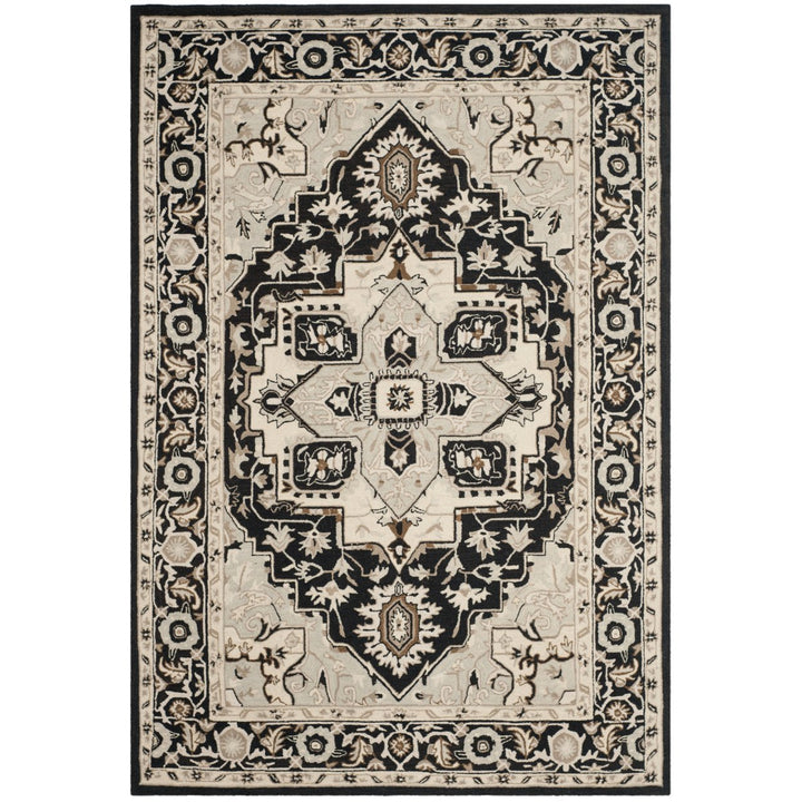 SAFAVIEH Chelsea HK709F Hand-hooked Black / Natural Rug Image 1