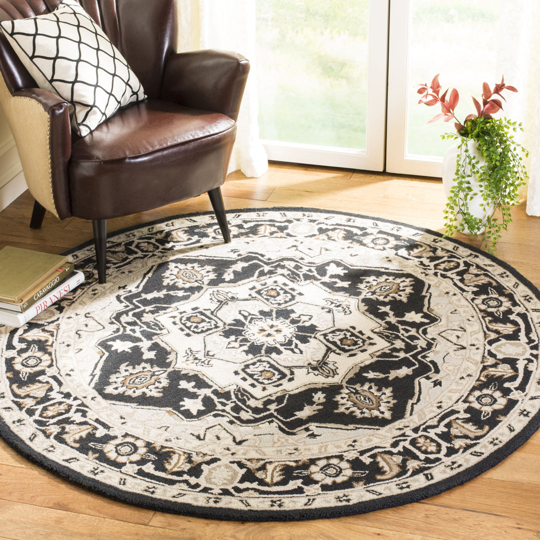 SAFAVIEH Chelsea HK709F Hand-hooked Black / Natural Rug Image 11