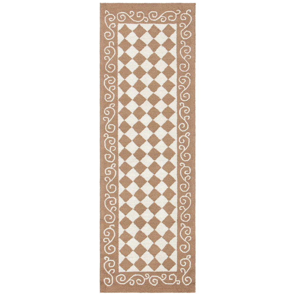 SAFAVIEH Chelsea HK711B Hand-hooked Brown / Ivory Rug Image 2