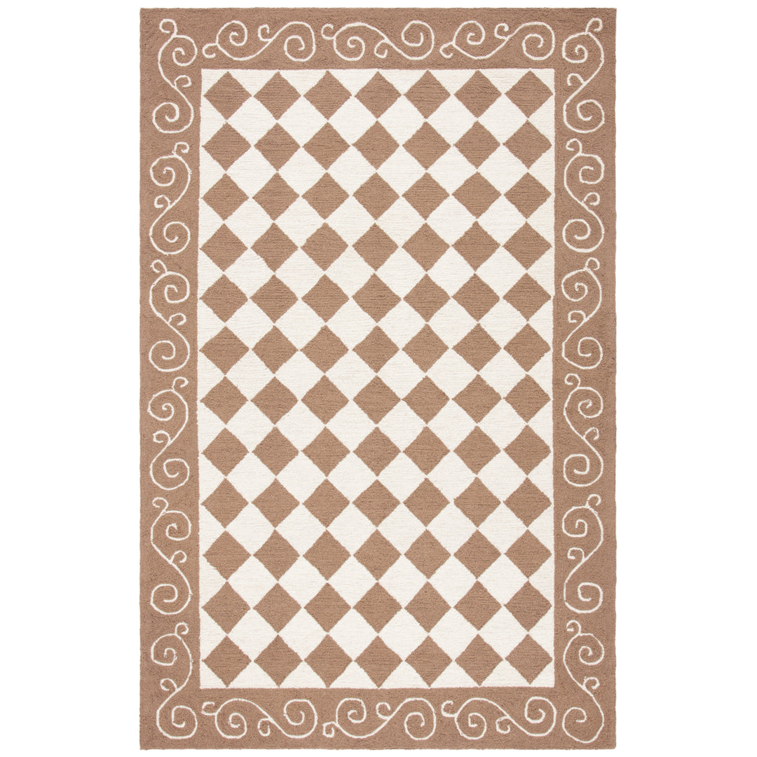 SAFAVIEH Chelsea HK711B Hand-hooked Brown / Ivory Rug Image 7