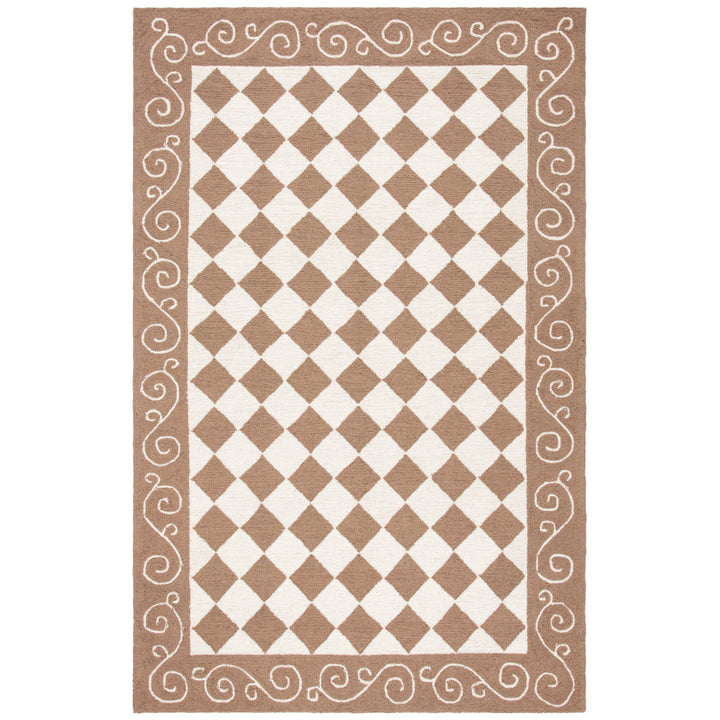 SAFAVIEH Chelsea HK711B Hand-hooked Brown / Ivory Rug Image 7