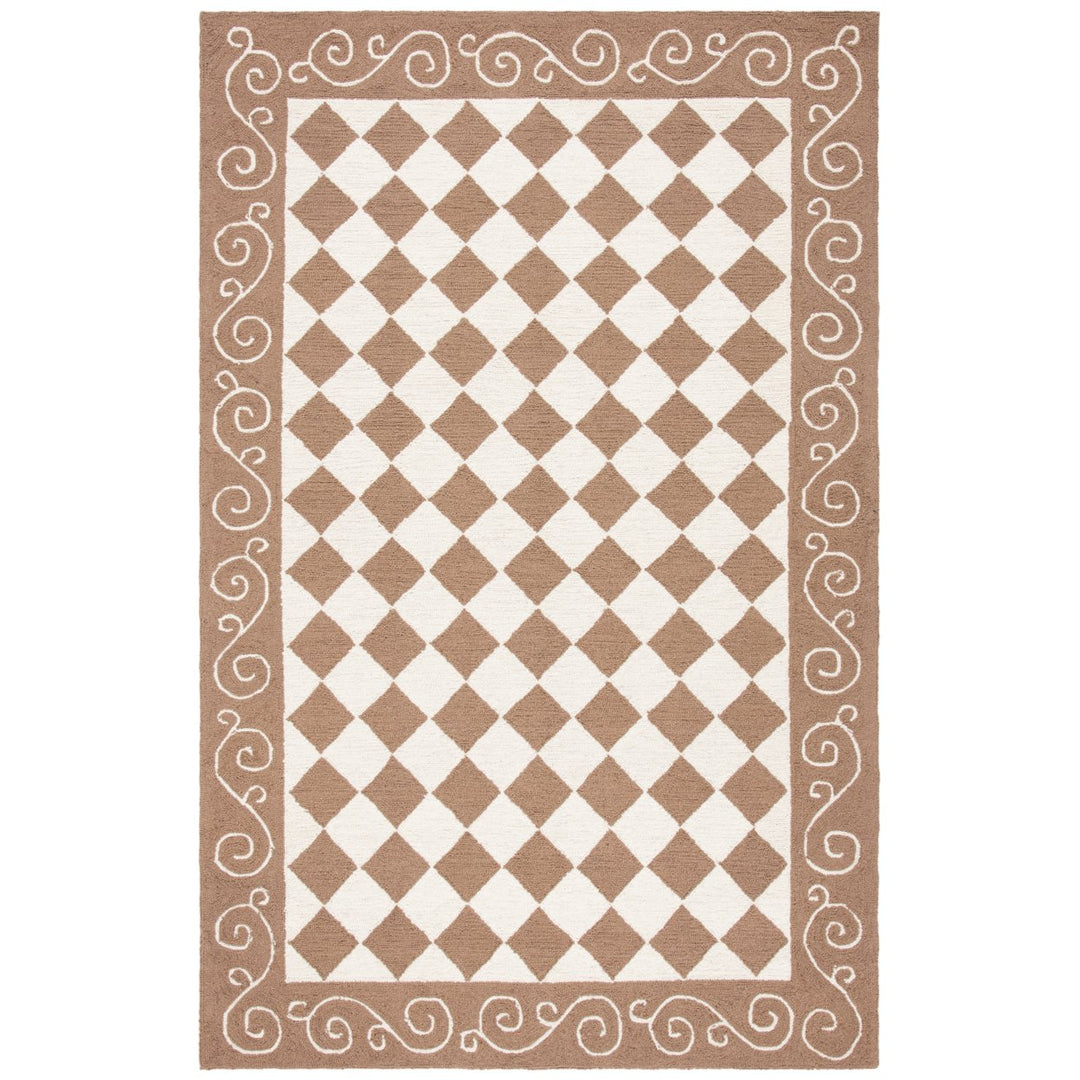 SAFAVIEH Chelsea HK711B Hand-hooked Brown / Ivory Rug Image 1