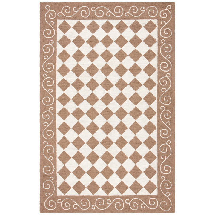 SAFAVIEH Chelsea HK711B Hand-hooked Brown / Ivory Rug Image 1