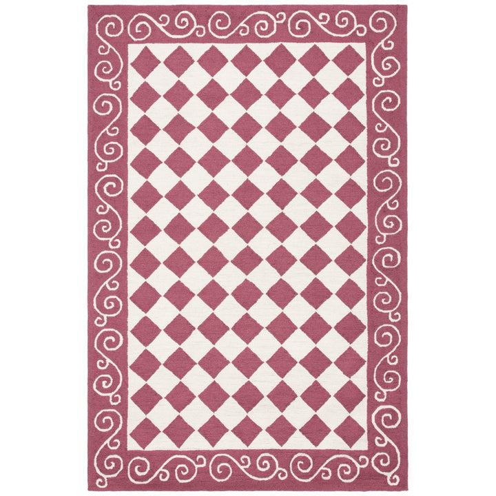 SAFAVIEH Chelsea HK711C Hand-hooked Burgundy / Ivory Rug Image 1